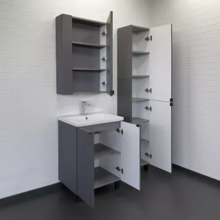 Тумба-умывальник Comforty Лима-60Н антрацит с раковиной Como 60